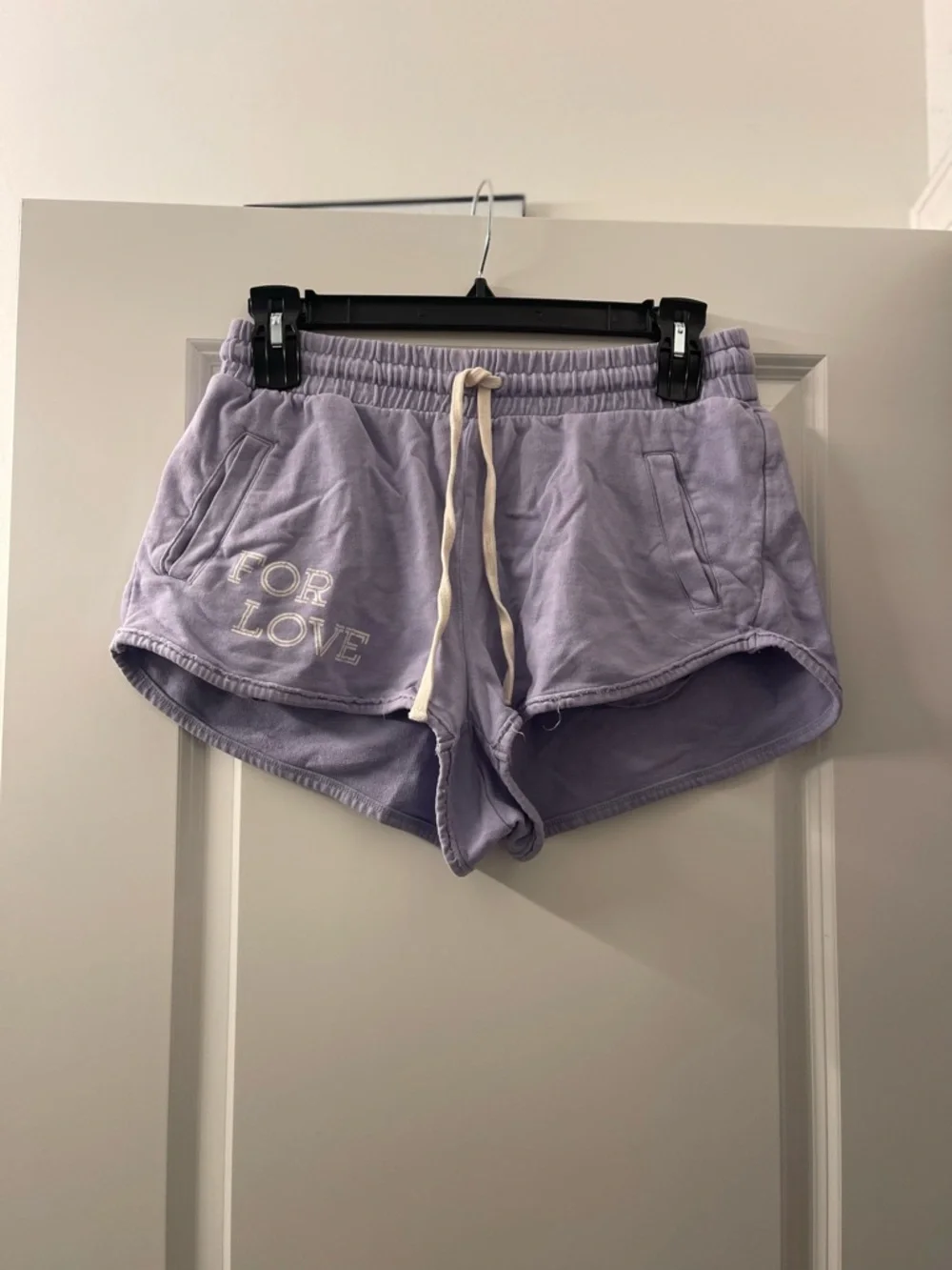 Anthropologie Lavender Drawstring Athletic Shorts with Front Pockets